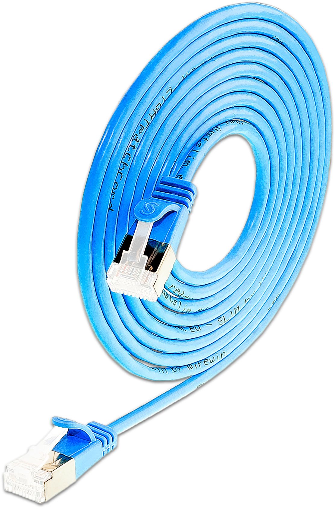 SLIM Patchkabel: 25cm, blau, 50-Pack Cat.6A, U/FTP, LSOH, Klinke unbrechbar