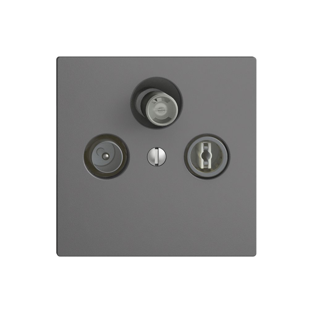 Prise d'antenne SAT DB52 EDIZIOdue gris foncé, avec IEC/F