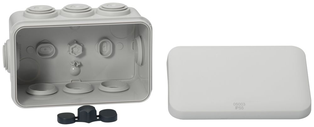 Boîte de dérivation AP Mureva 105×65×55mm vide gris IP55