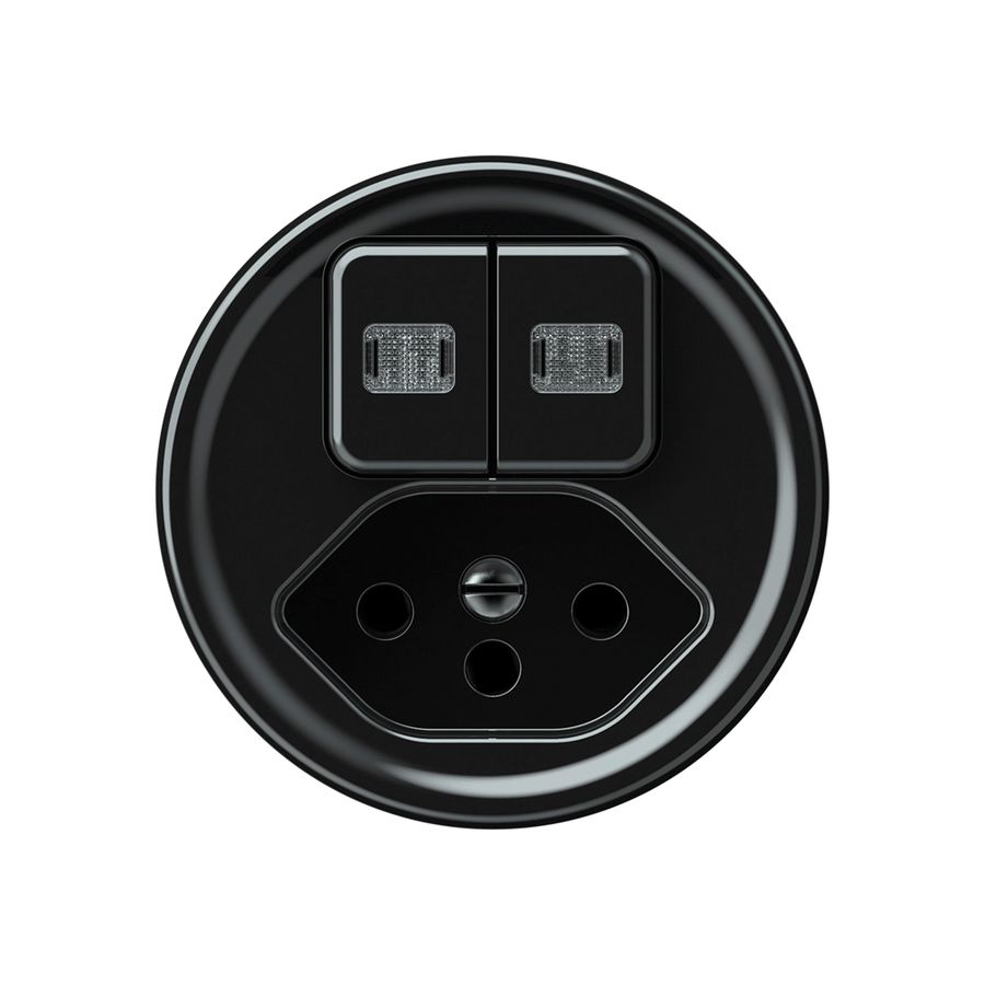 Combinazione origin 2×tasti 2×luminoso 2CO+T13 1P 0<1 10A 230V 60×60mm nero