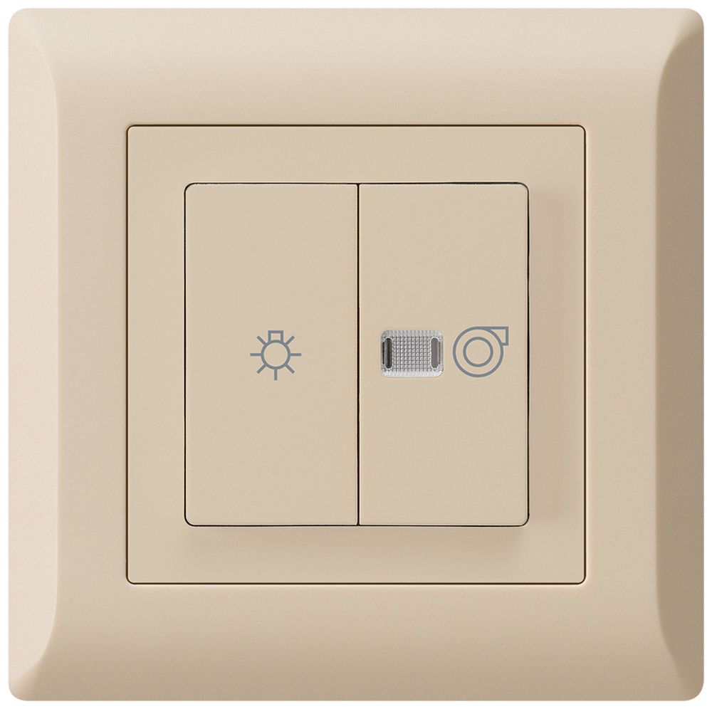 UP-Leuchtdruckschalter kallysto.line beige 1/1L Symbolen Licht+Ventilation