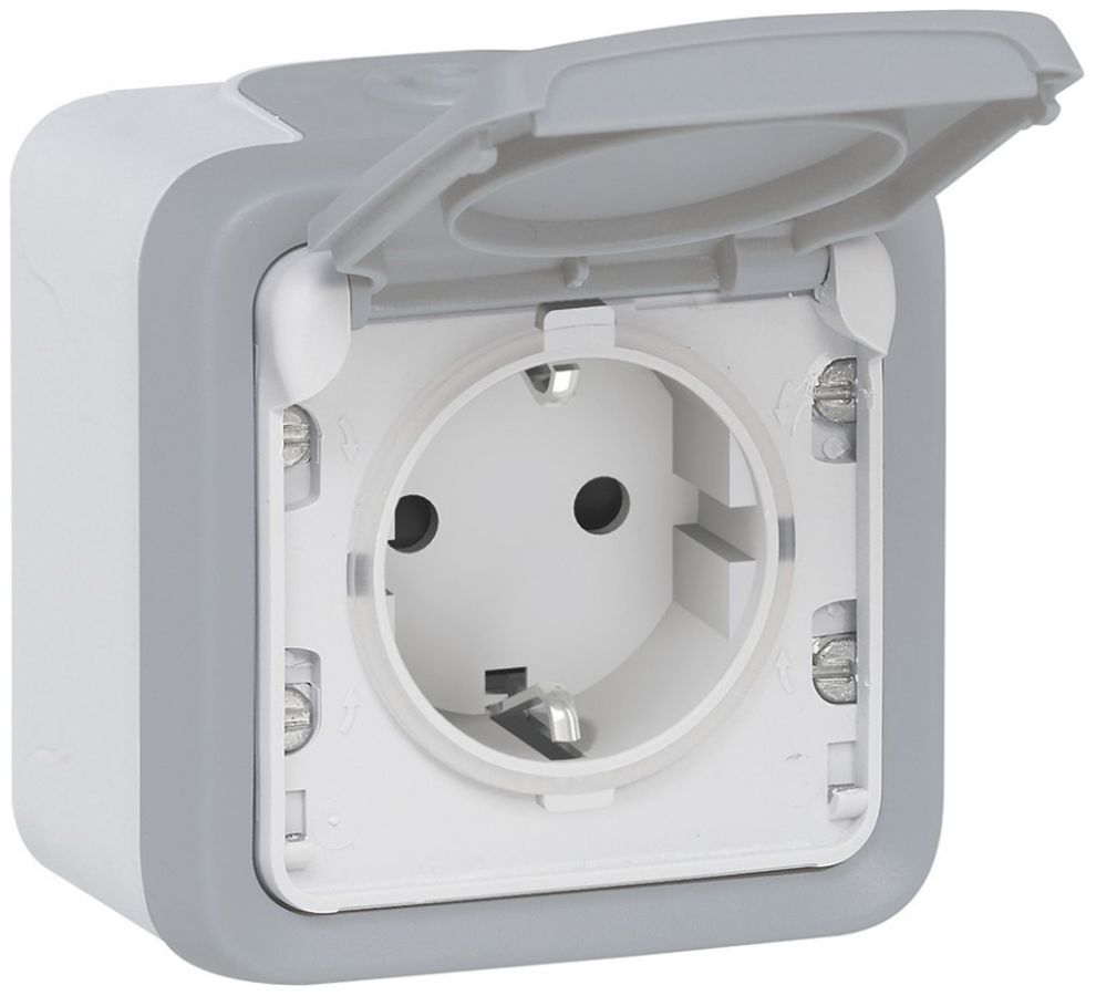 Prise AP PLEXO DE LNPE gris 16A 250V