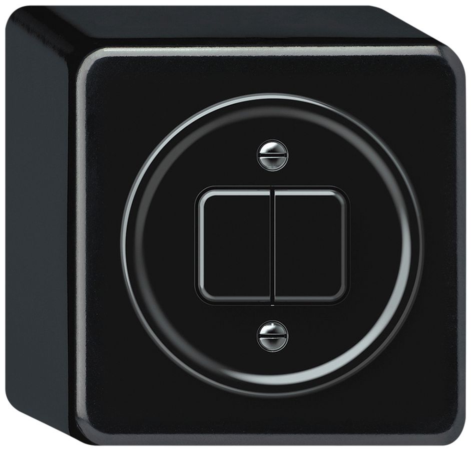 AP-Druckschalter origin Sch 1 (3+3) 88×88×54mm schwarz