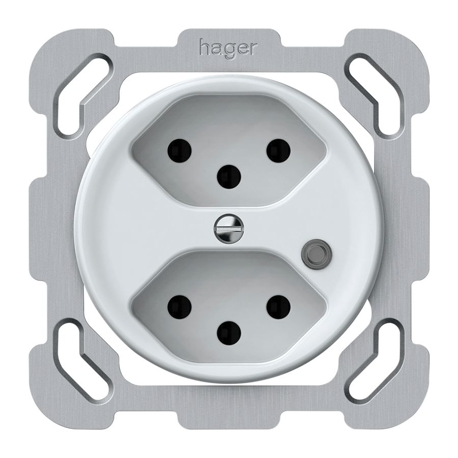 UP-Steckdose origin 2×Typ 13 bel.grün 10A 230V 77×77mm weiss