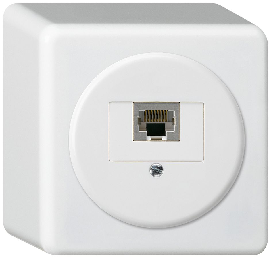 Scatola di raccordo AP basico 1×RJ45s bianco