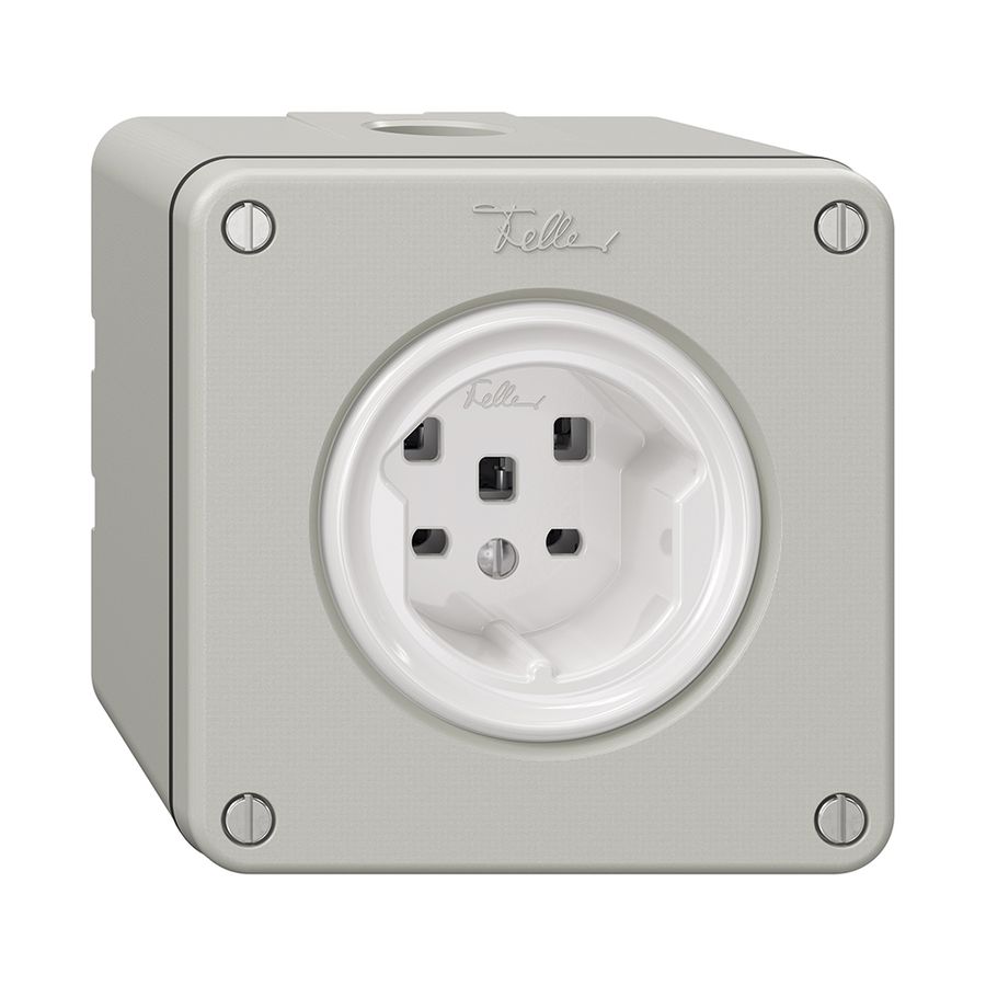 NAPU-Steckdose NEVO, 1×T25, lichtgrau