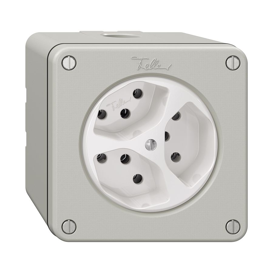 NAPU-Steckdose NEVO, 3×T13, lichtgrau