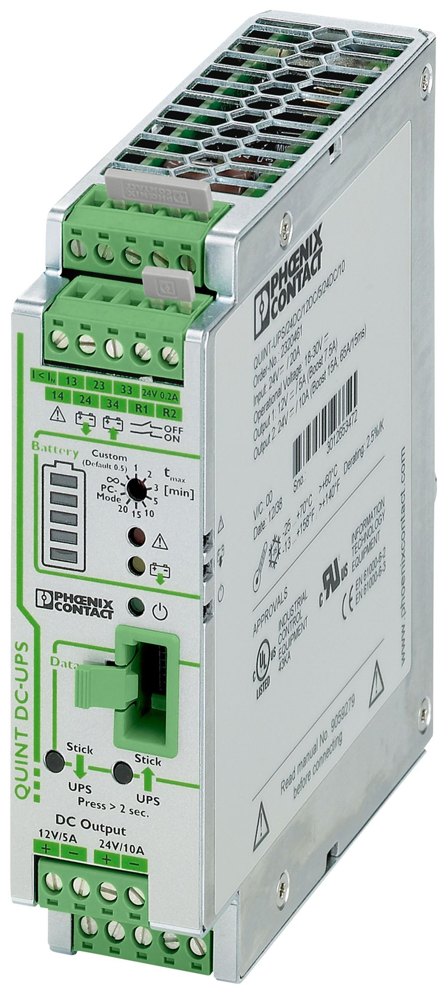 Impianto UPS PX QUINT-UPS/ 24DC/12DC/5/24DC/10 IN:24VDC OUT:12/24VDC