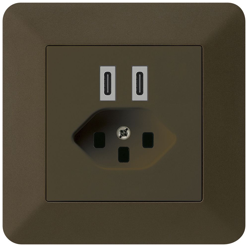 Prise de charge USB ENC Hager kallysto.trend C-C 20W+T23 5V 94×94mm brun