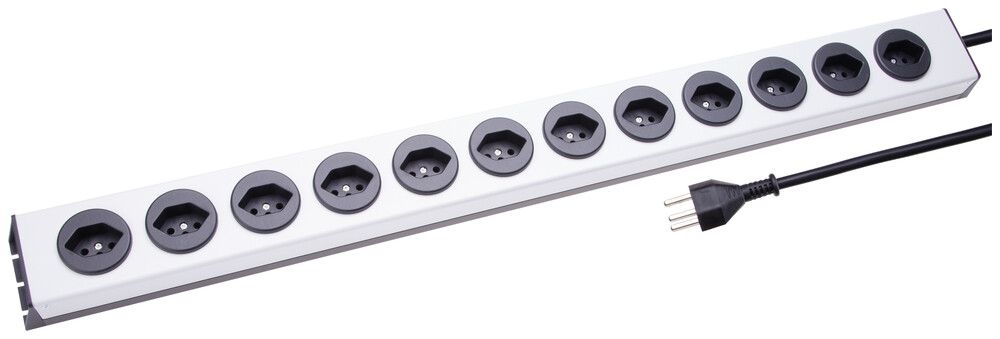 Prise multiple MH 12×T23 argent/noir PowerLine Td 3×1.5mm² 2.5m