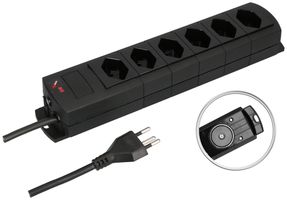 Steckdosenleiste MH 6×T13 Prime-Line Td 3×1mm² 3m schwarz Magnete