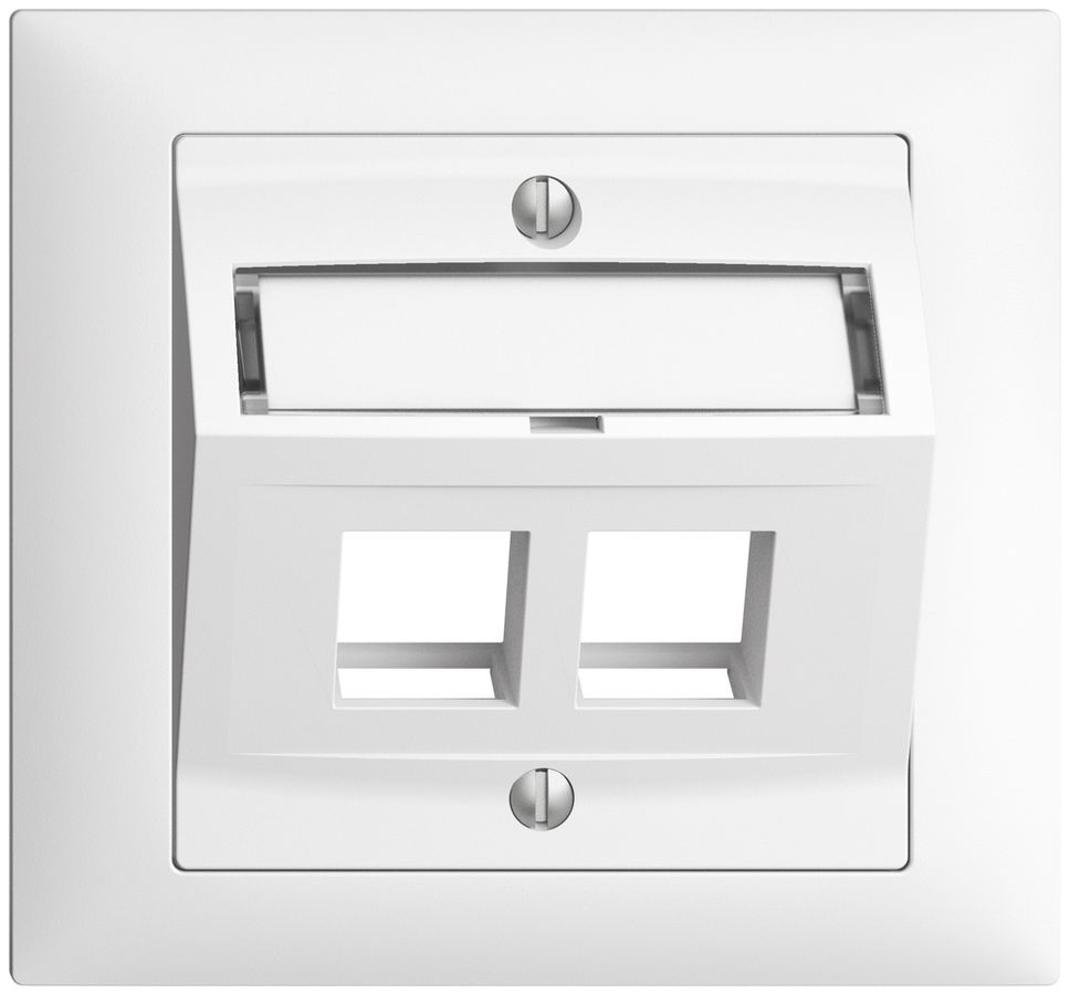 Kit d.montage INC Edue FKE, avec capot d.sortie oblique, pour 2×Keystone, blanc