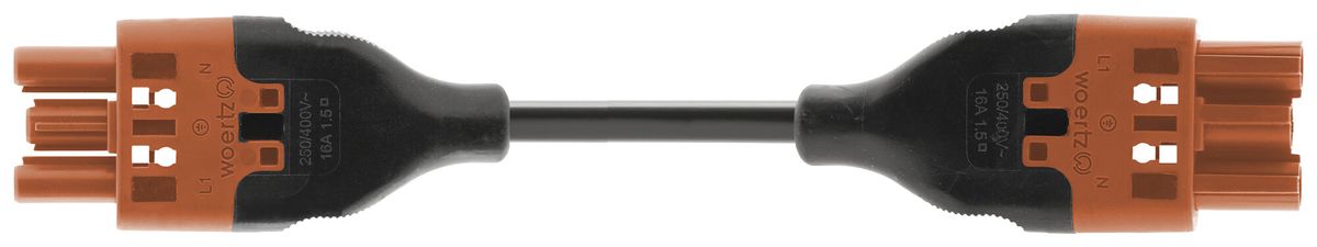 Verbindungsleitung Woertz 49343/C3 3×2.5mm² 250V 20A 5m or Buchse-Stecker Cca
