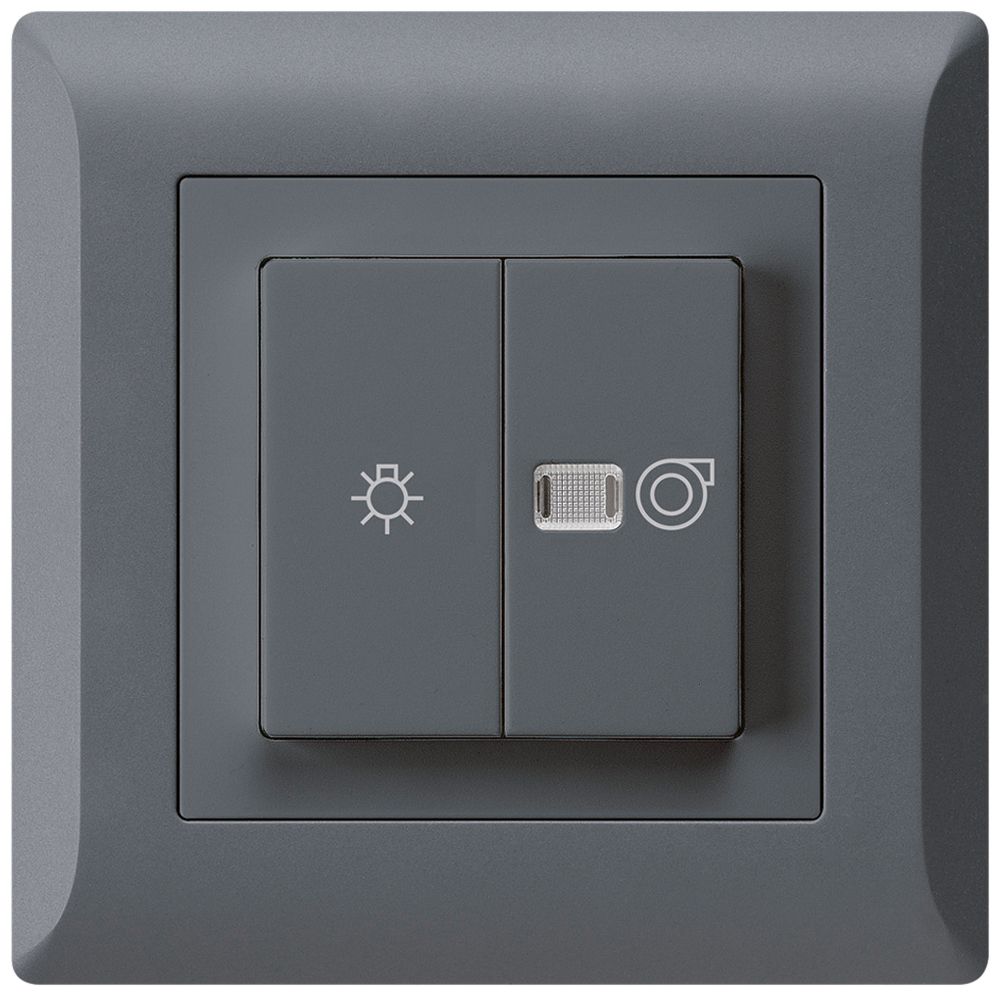 UP-Leuchtdruckschalter kallysto.line anthrazit 1/1L Symbolen Licht+Ventilation