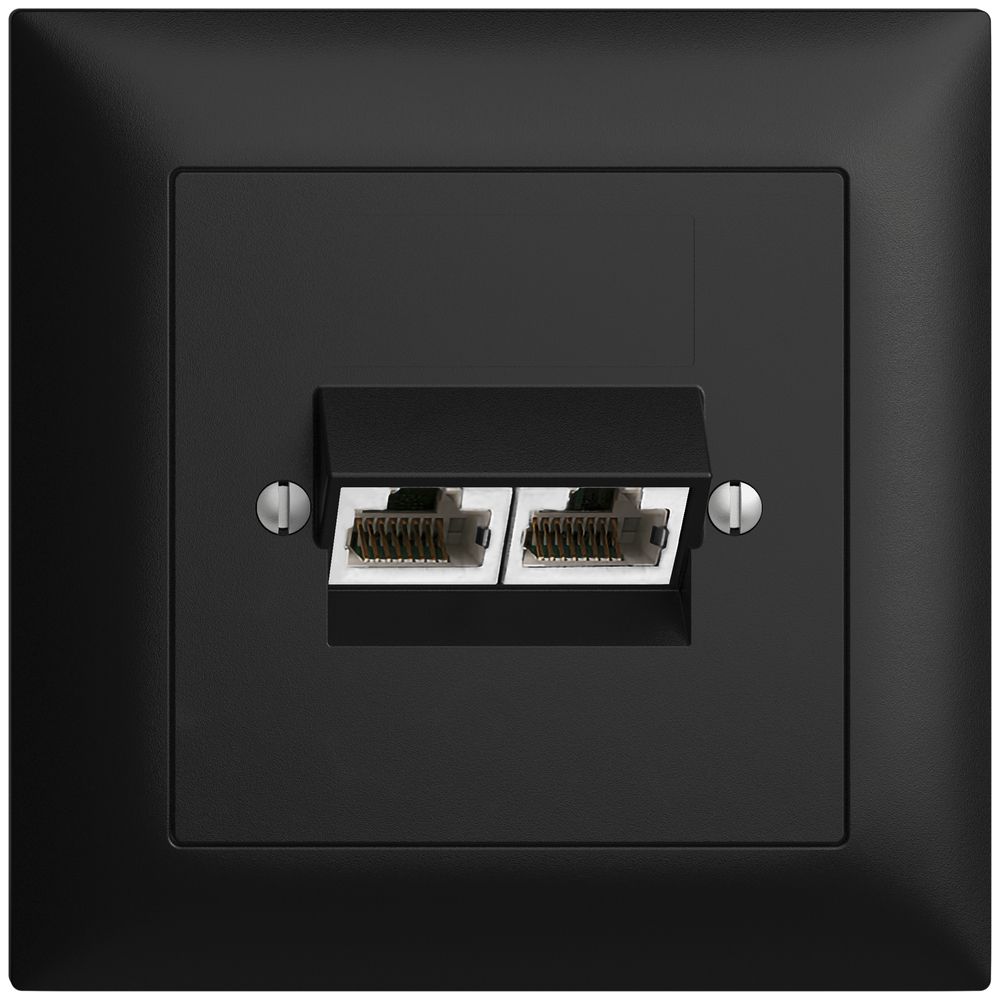 UP-Anschlussdose 2×RJ45/s 4P getr. EDIZIOdue schwarz ITplus