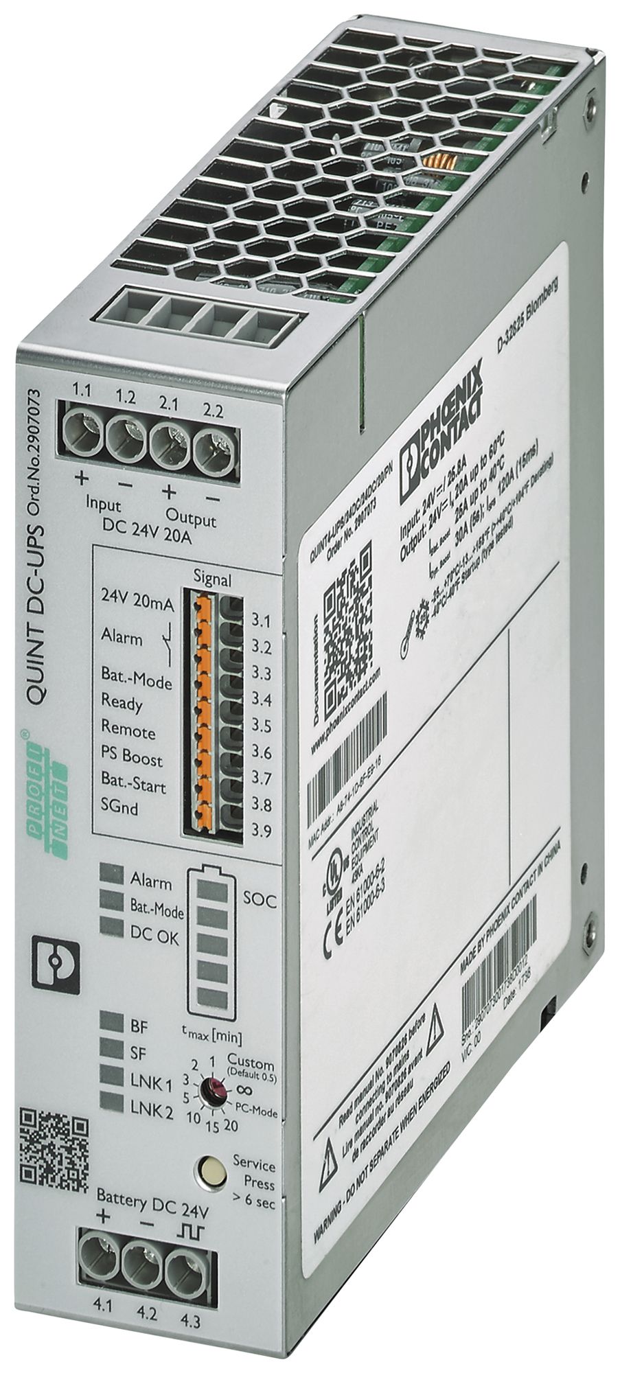 Impianto UPS PX QUINT4-UPS/24DC/24DC/20/PN PROFINET IN:24VDC OUT:24VDC/20A