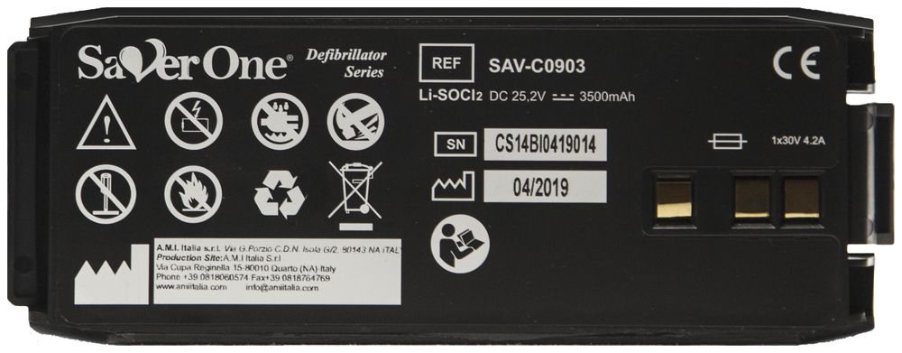 Batteria di ricambio Li-SOCI2Ne per defibrillatore SAVER ONE