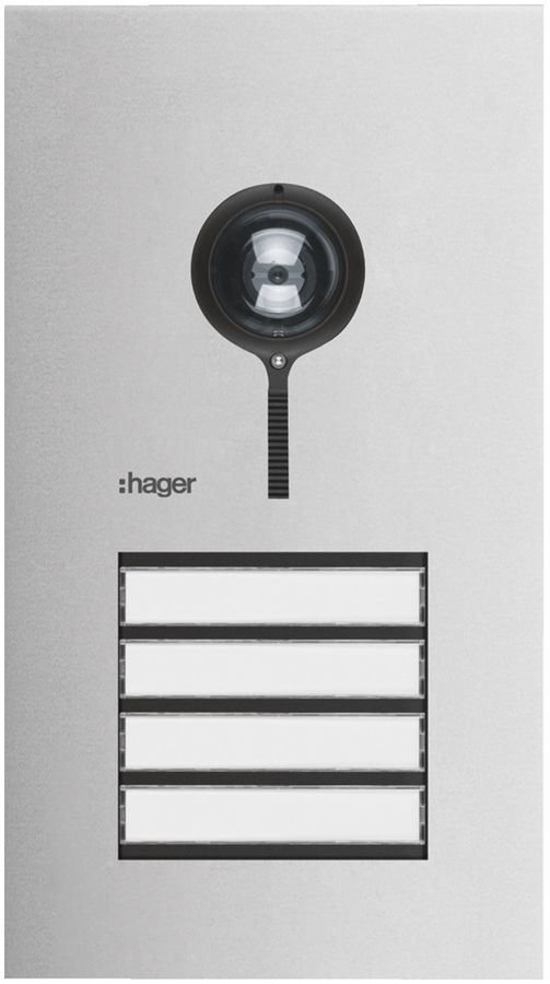 Aussenstation Video Hager elcom.one 2-Draht für 4Wohnungen Edelstahl