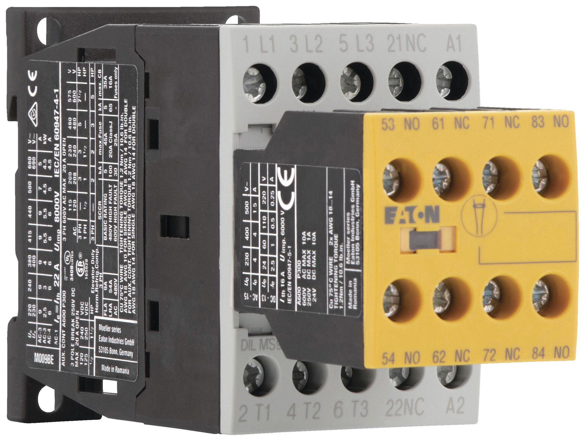 Leistungsschütz Eaton DILMS9-23 24V DC 3NO 22A 9A 4kW 2.5kW 24…690V