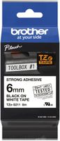Cassette ruban Brother TZe-S211 6mm×8m blanc/noir