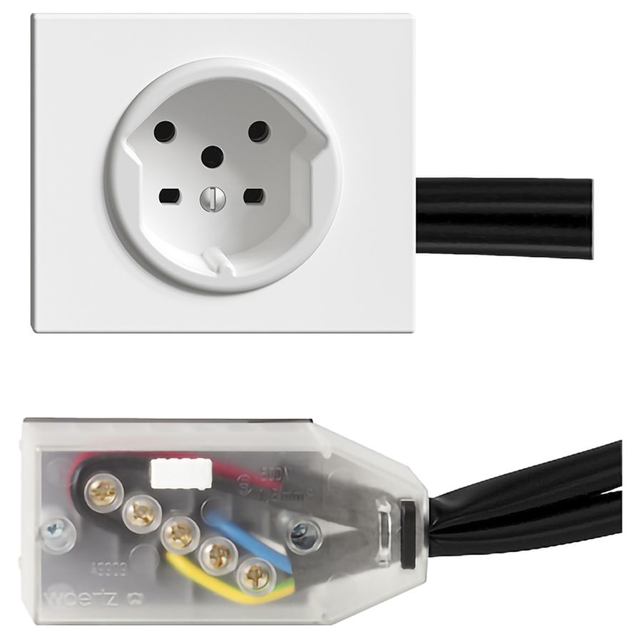 EB-Steckdose T15 weiss für Flachkabel Technofil