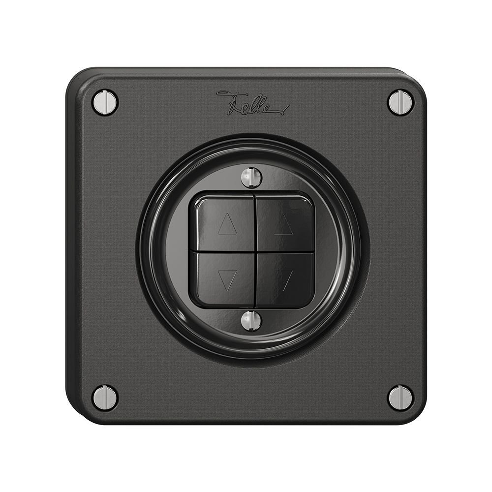 Storentaster NEVO, 2-Kanal, Einbautiefe 18 mm, 87×87 mm, schwarz