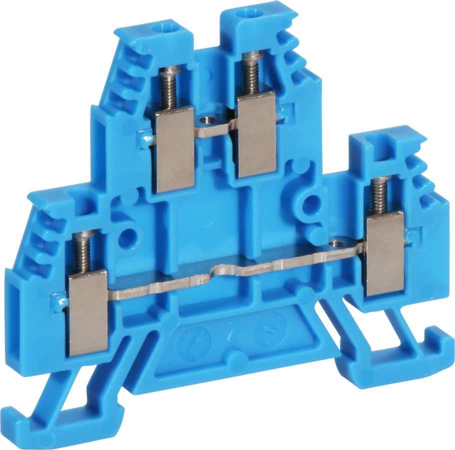 Borne de passage joignable Woertz 0.5…2.5mm² 24A 500V vis 2×2 rail DIN 35mm bl