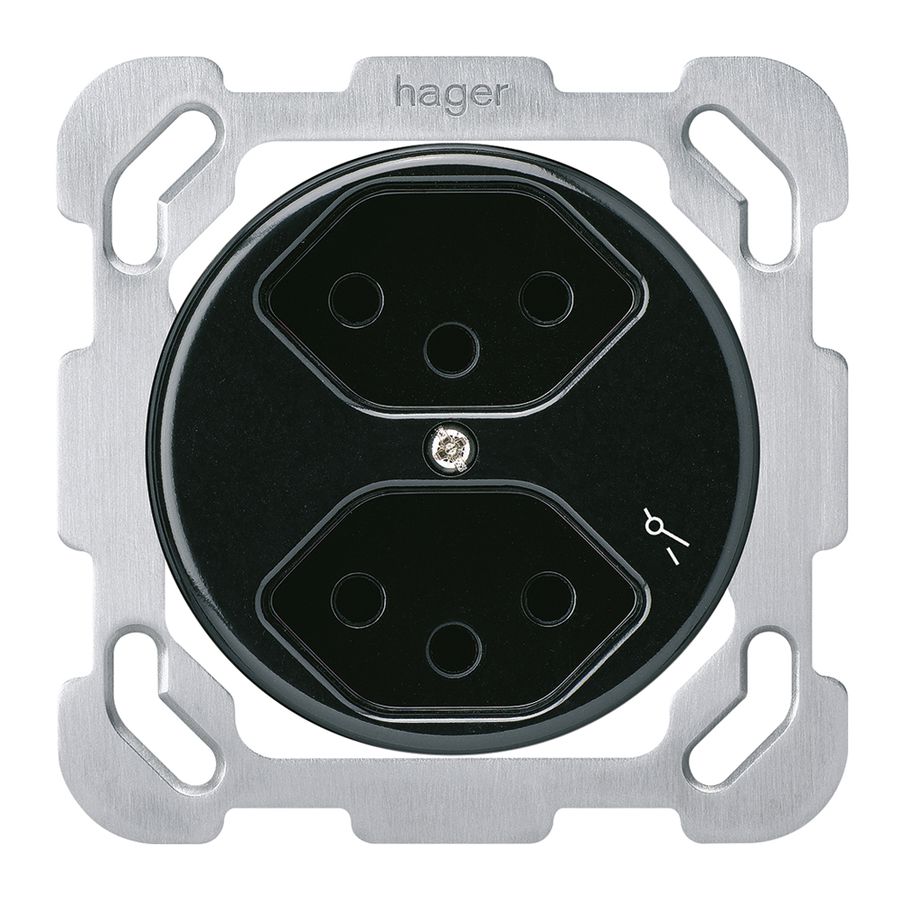 Einsatz zu UP-Steckdose basico 2×Typ 13/1 schwarz mit Kinderschutz