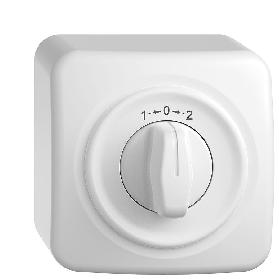 AP-Schwenktaster 1->0<-2 STANDARDdue weiss mit Drehgriff
