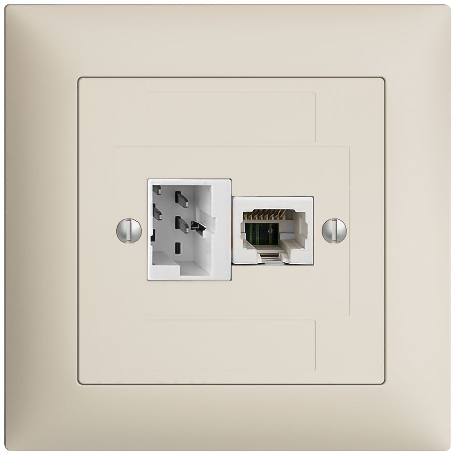 UP-Anschlussdose 1×TT,1×RJ45/u 4P EDIZIOdue crema, ITplus ITM
