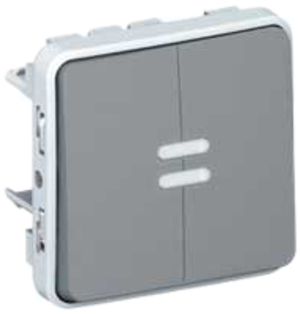 Leuchtschalter +-Tast.PLEXO 3+0/S grau