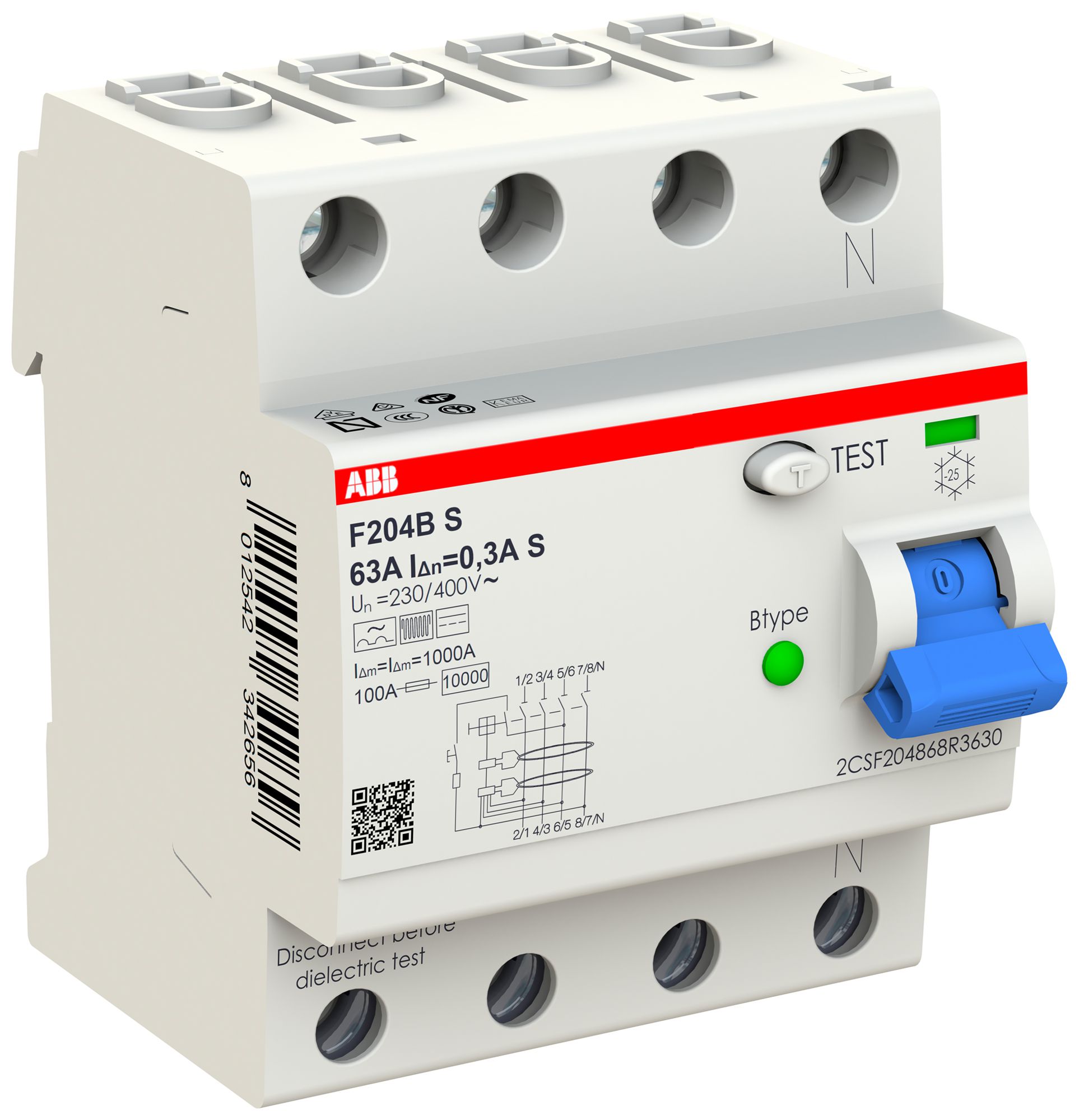 Interruttore differenziale proM compact 3PN tipo B, 63A 300mA 4UM selettivo