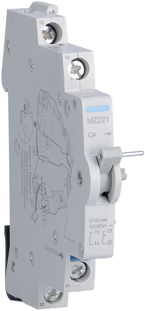 Hilfskontaktblock Hager 1S+1Ö 5/10mA 12/48V AC/DC