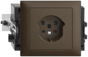 EB-Steckdose EDIZIOdue T25 16A coffee 53mm, Schraubklemmen