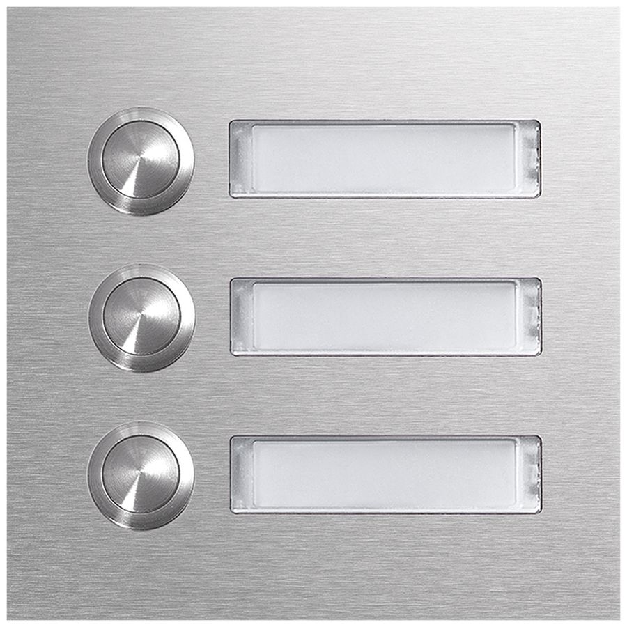 Tasterplatte Hager elcom.modesta mit LED-Namensschild, 3 Wohnungen