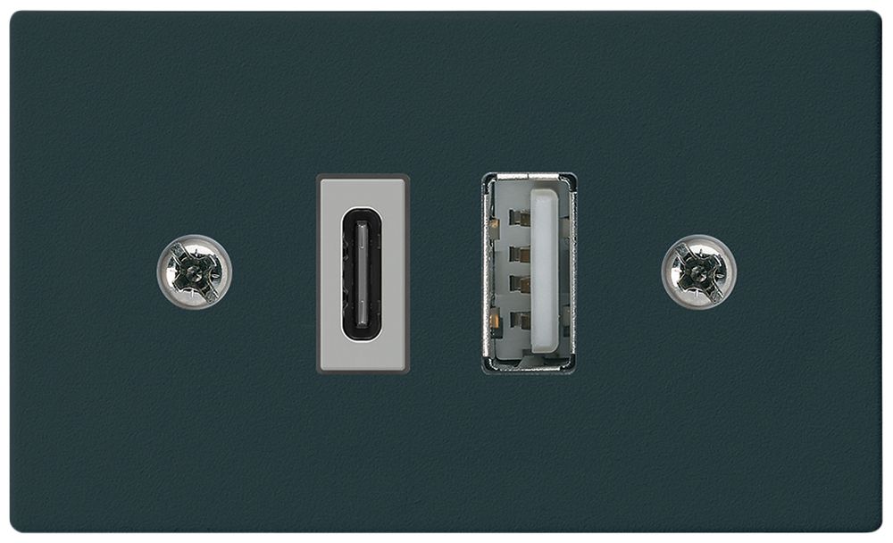 Prise de charge USB INC Hager FLF 18W PD 1×type A 1×type C noir