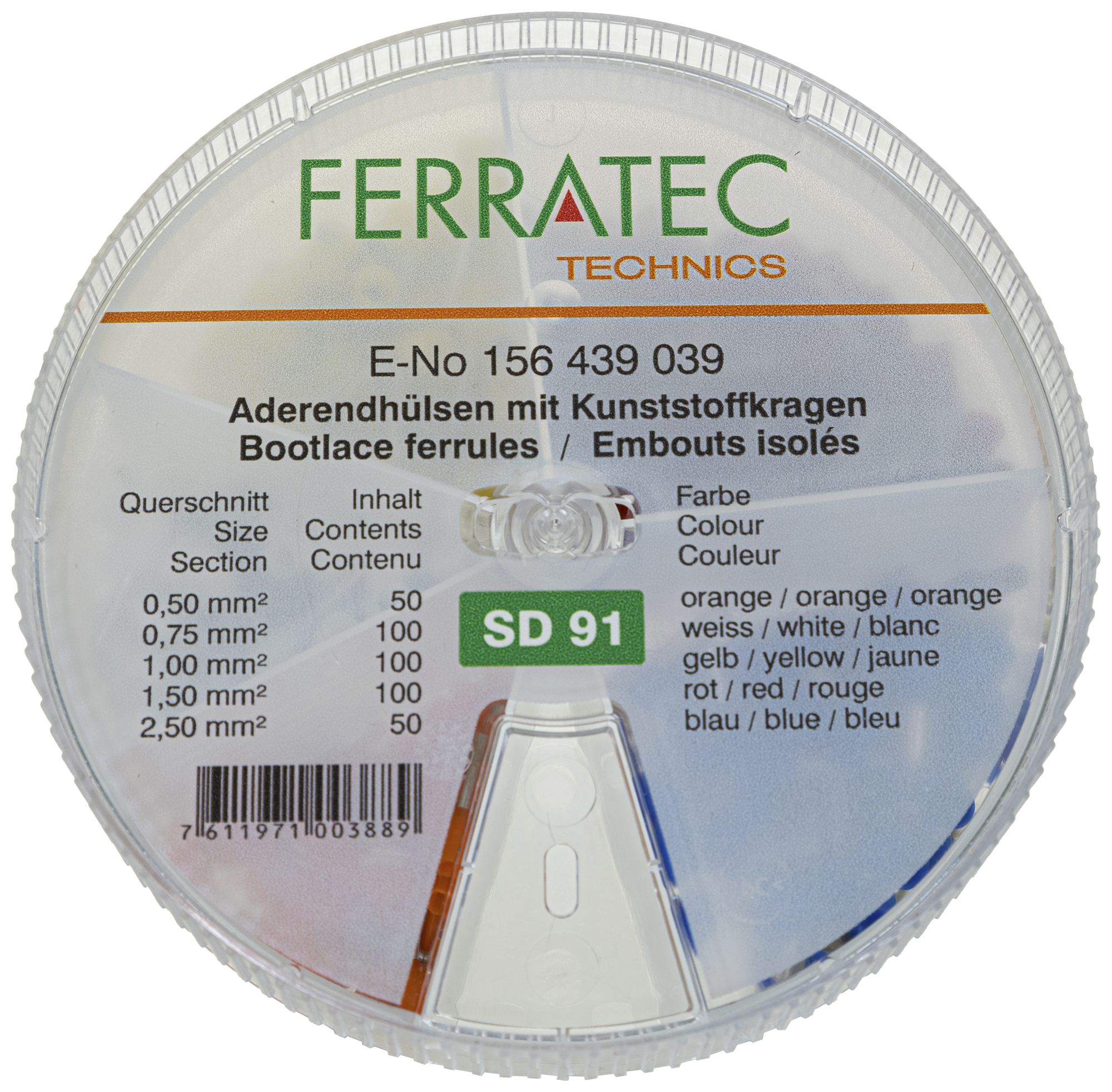 Aderendhülsen-Sortiment Ferratec isoliert SD91