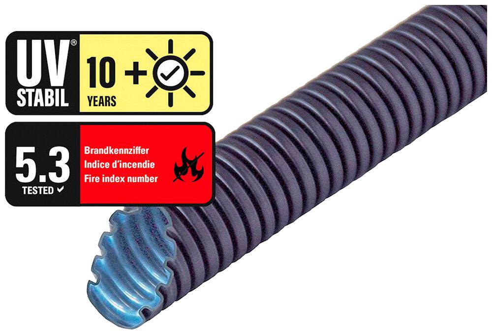 KRGK-Rohr Plica UV-FLEX M32 biegsam PVC -15…60°C schwarz