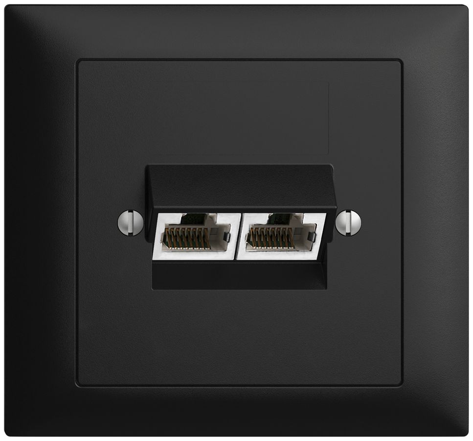 EB-Dose 2×RJ45/s 4P getr. EDIZIOdue schwarz ITplus