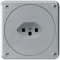 UP-Steckdose robusto Typ 23 aluminium ohne Klappdeckel für Kombination