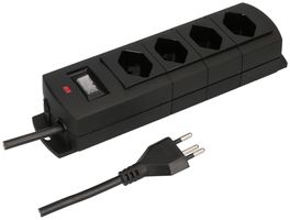 Steckdosenleiste MH 4×T13 Prime-Line Td 3×1mm² 3m schwarz Schalter