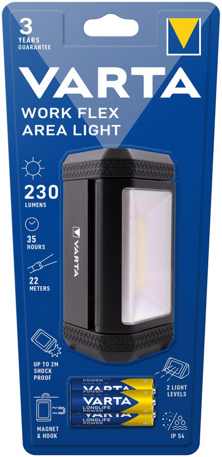 Torcia tascabile LED VARTA Work Flex Area Light 230lm, con 3×AA, IP54
