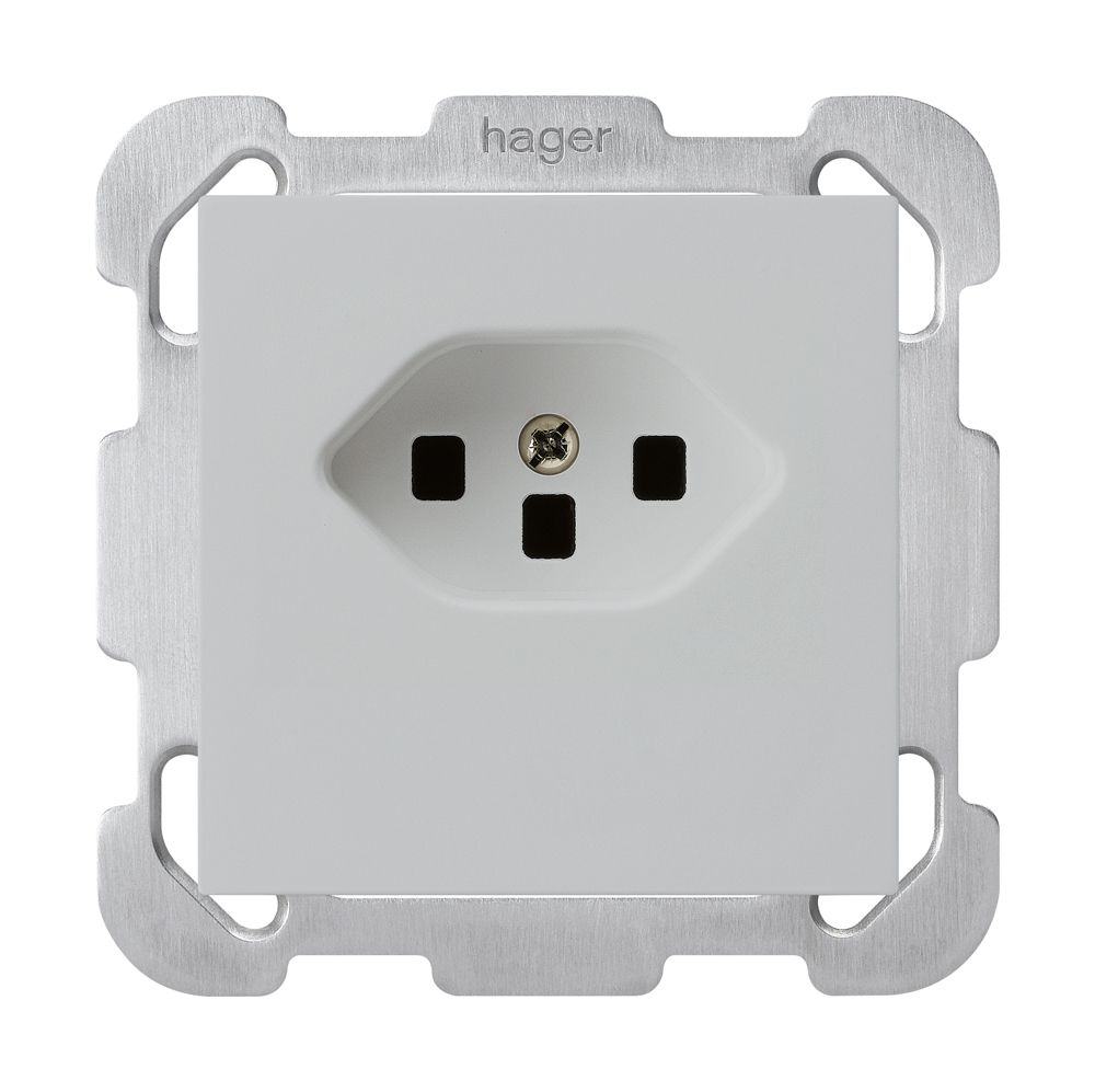 UP-Steckdose kallysto T23 hellgrau Schraubklemmen mit Befestigungsplatte