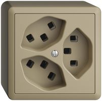 AP-Steckdose 3×T23 16A EDIZIOdue sand, mit Steckklemmen