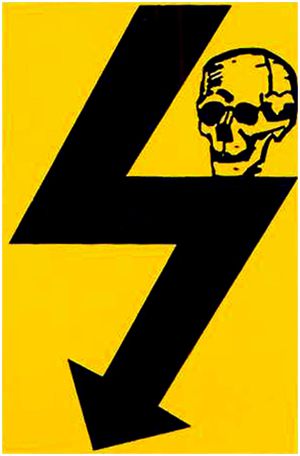 Plaque autocollante tête+flèche 25×38mm