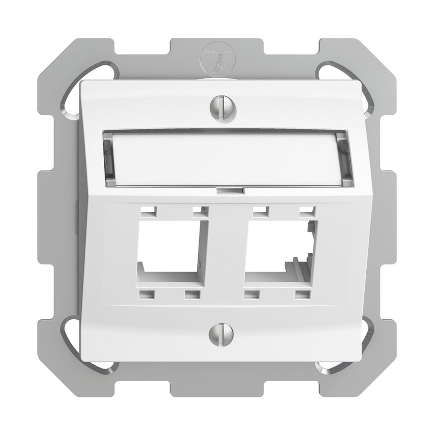 Kit de montage ENC EDIZIOdue, avec capot de sortie oblique, pour 2×RJ45, blanc