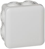 Scatola di derivazione AP PLEXO 80×80mm raccordo d'entra. vuota grigio