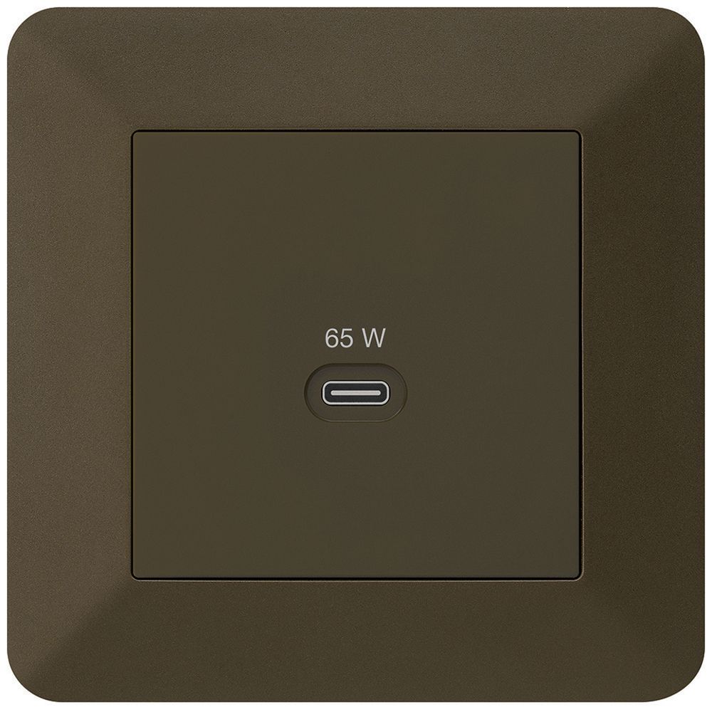 Prise de charge USB ENC Hager kallysto.trend type C 65W 3250mA brun