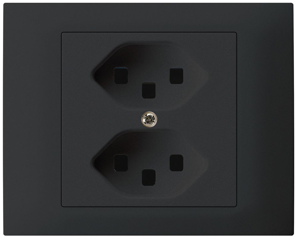 EB-Steckdose kallysto 2×T23 Bauart T m.EB-Dose G3 Abdeckrahmen steckbar schwarz