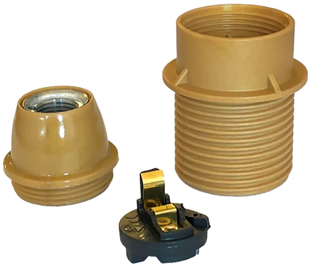 Douille Elektrogros E14 thermoplast avec butée or